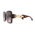 thumbnail image 3 of Womens Mod Rimless Jewel Chain Arm Oversize Rectangle Sunglasses Tortoise Brown, 3 of 4