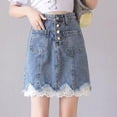 thumbnail image 2 of Jeans Falda Mujer Encaje Cintura alta Una línea Falda midi corta Ropa de verano, M Monstrate AP001184-02B, 2 of 7