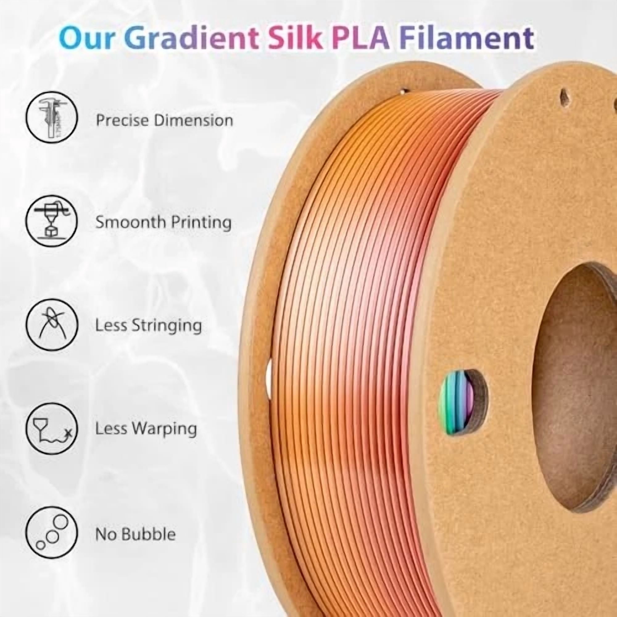 CIRCLE- Silk Rainbow Pla Filament 1.75Mm Silk Pla 3D Printer Filament Shiny Fast Color