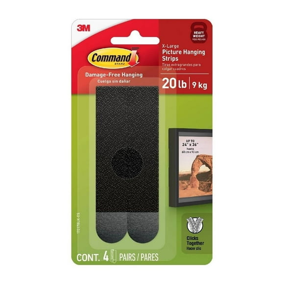 Tiras para cuadros Command 3M Rocky Extragrande Negras
