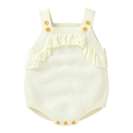 

Baby Girls Winter Knit Outwear Vest Ruffle Sweater Romper Bodysuit