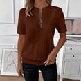 thumbnail image 5 of Hrsba Crewneck Sweatshirts for Women Quarter Zip Crew Neck Short Sleeve Soft Oversized Daily Casual Pullover Sweatshirt, 5 of 8
