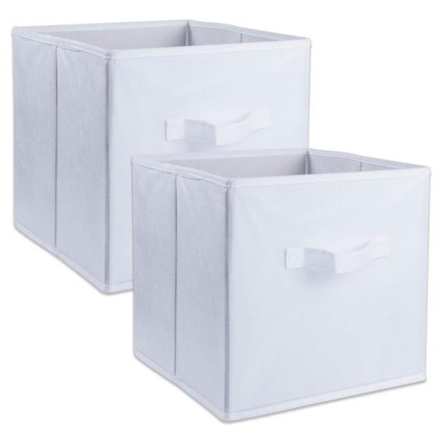Design Imports CAMZ37168 11 x 11 x 11 Po. Cube de Rangement Carré en Pp Uni Non Tissé, Blanc - Ensemble de 2