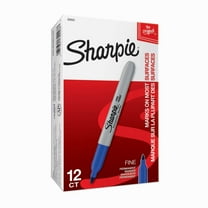 Sharpie Permanent Markers, Fine Point, Blue, 12 Count