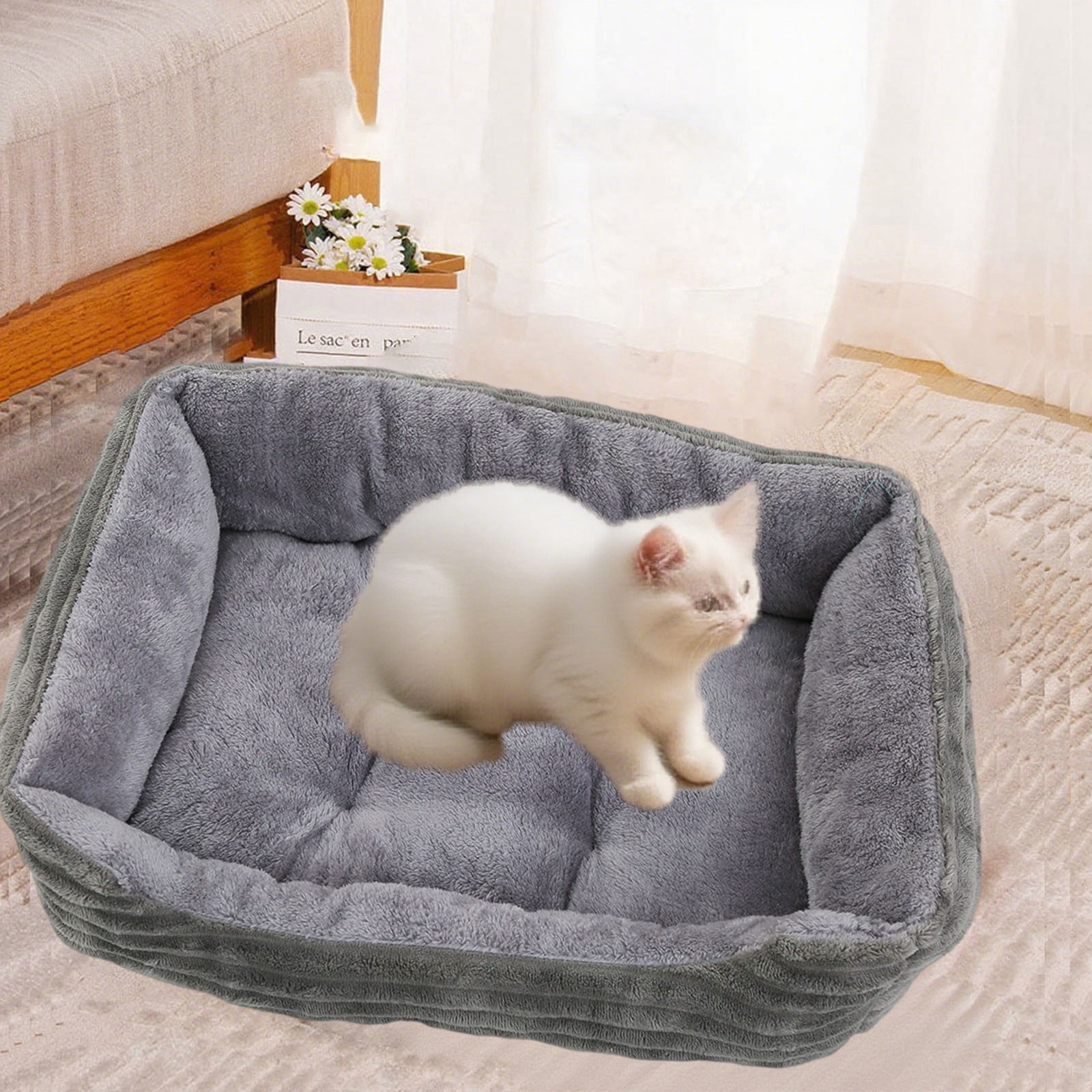 Orthopedic Pet Sofa Bed for Dogs and Cats with Anti Bottom Calming Plush Washable Dog Bed Mat Cushion for Medium Small Pets Up to 38 lbs Indoor House Kennel Sleeping Pad