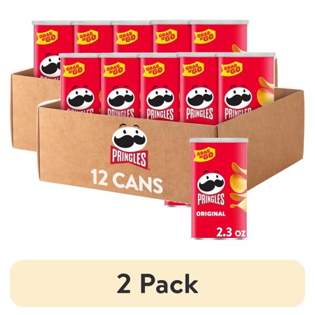 (2 pack) Pringles Original Potato Crisps Chips, Lunch Snacks, 12 Count