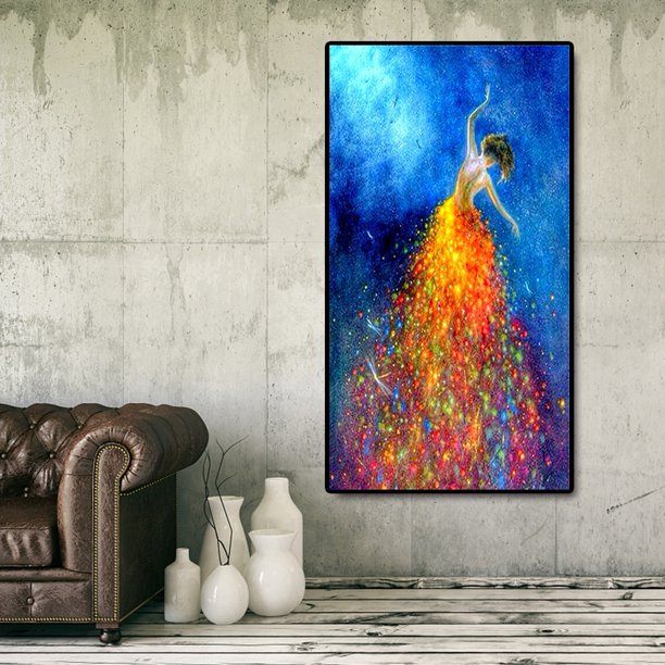 Cuadros Decorativos Pintura de diamante de taladro redondo completo 5D DIY Bling Dancing Girl Living Room Decor Ndcxsfigh Nuevos Originales