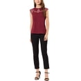 thumbnail image 2 of INSPIRE CHIC Women's Peter Pan Collar Short Sleeve Pullover Blouse S Dark Red, 2 of 7