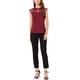 thumbnail image 2 of Blusa de pullover de manga corta con cuello Peter Pan para mujer, M, rojo oscuro, 2 of 7