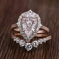 thumbnail image 3 of 2Ct Pear Cut Simulated Diamond Bridal Set Wedding Band Ring In 14k Rose Gold Plated 925 Sterling Silver, 3 of 5