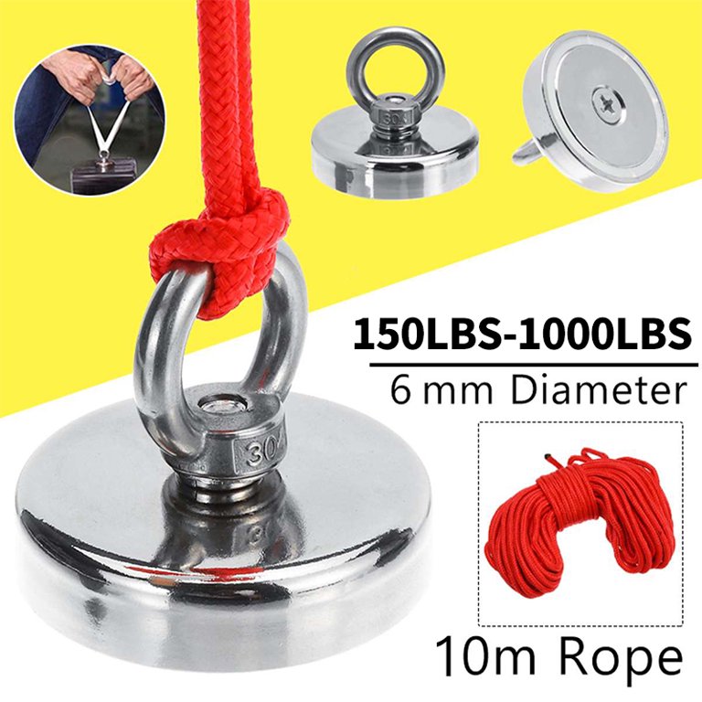 200lbs Fishing Magnets with Rope, Powerful Super Magnet Fishing Kit,  Fishing Magnet Kit with Gloves, Magnetic Fishing