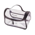 thumbnail image 2 of Bolsa de maquillaje transparente con doble cremallera, multiusos, de PVC, para viaje en casa. Negro, 2 of 9