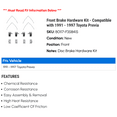 thumbnail image 2 of Front Brake Hardware Kit - Compatible with 1991 - 1997 Toyota Previa 1992 1993 1994 1995 1996, 2 of 2