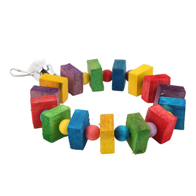 Wooden Bird Swing Perch, Bird Wooden Blocks Swing Natural Easy To Install Colorful For Birds For Parrots