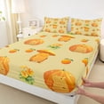 thumbnail image 4 of Erosebridal Kawaii Animal Capybara Full Size Sheets 4-Piece For Boys Girls,Kids Harvest Pumpkin Flowers Oranges Bed Sheets,Green Orange,Lightweight Room Decor, 4 of 5