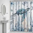 thumbnail image 5 of Sea Turtle Shower Curtain for Bathroom Decor, Ocean Starfish Coral Seagrass Waterproof Fabric Shower Curtain, 36"x72" Set with 12 Hooks, 5 of 9