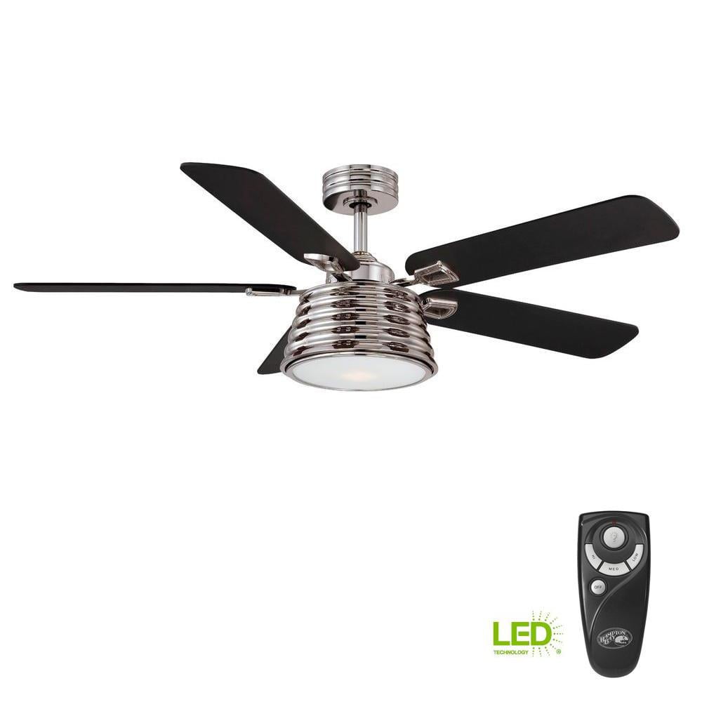 Hampton Bay Wollaston 52 Led Polished Nickel Ceiling Fan 593556
