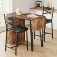 thumbnail image 4 of Bar Table Set of 2 with 3 Storage Shelves, Extendable Dining Table with 2 Cushioned Chairs, Small 3Pcs Counter Height Table Set for Kitchen, Coffee Shop, Rustic, 4 of 9