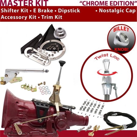 American Shifter TH200 Shifter Kit Chrome 6 in. E Brake Cable Clamp Trim Kit Dipstick for EC7A2