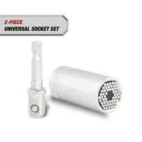 Hyper Tough 2-Piece Universal Socket with Power Drill Adaptor, Fits 1/4-3/4 inch