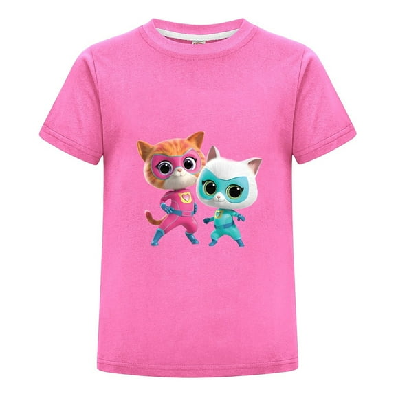 SuperKitties Tee for Toddlers and Kids – Boys Girls Cartoon T-Shirt – Soft Summer Play Top – Fun Cat Hero Print – Casual Outfit for Ages 2 to 12