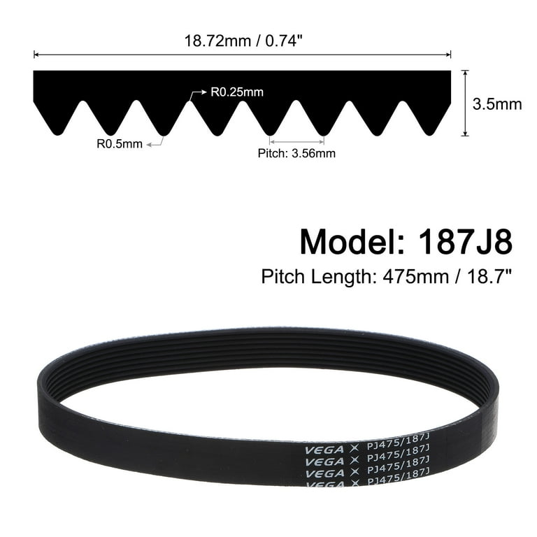 187J8 PJ V-Ribbed Belt 8 Ribs 18.7