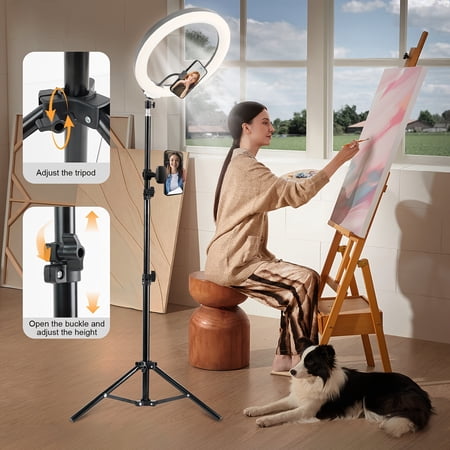12 USB LED Ring Light with Phone Clamp & 110Cm Tripod for Streaming Vlogging Makeup Photography