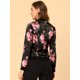 thumbnail image 5 of Dde San Patricio ChaqueDe Bombardero Floral LigeCon CremalleY Cuello Alto PaMujer Negro roM, 5 of 6