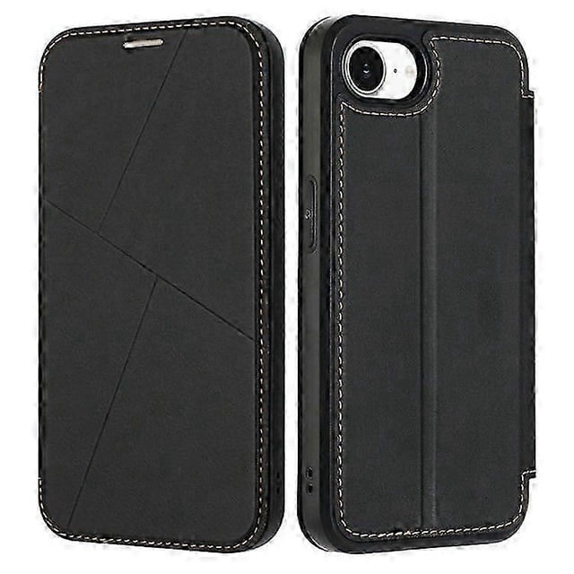 Funda para iPhone 16e con cierre magnético, ranura para tarjeta y tapa de cuero.