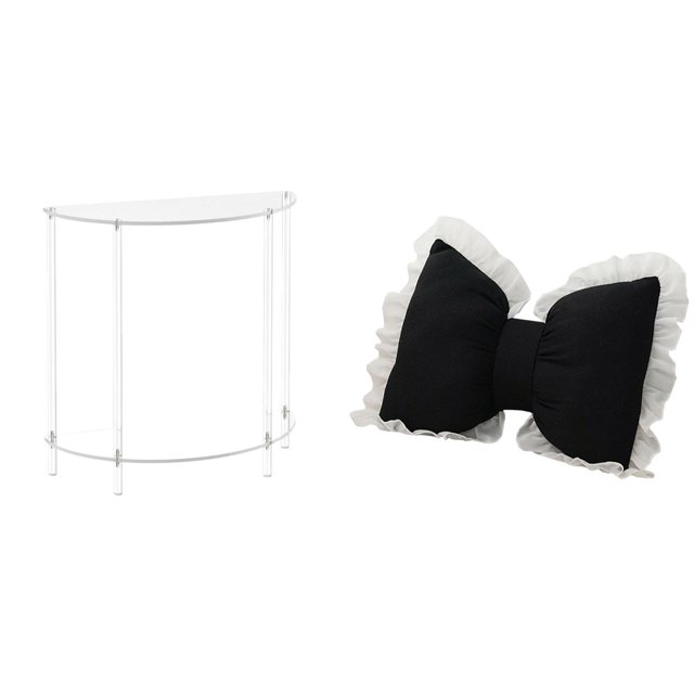 Mesa Auxiliar De Acrílico Para Espacios Pequeños Con Un Bonito Cojín De Lazo, Decoración Moderna Para El Hogar, Cómoda Mesita De Noche Para Sala De Estar Y Estudio.