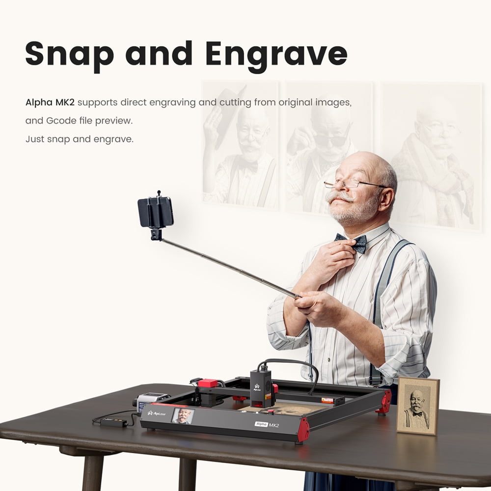 Algo MK2 20W Higher Accuracy Engraver and Cutter with Air Assist, Engrave Hundreds of Colors On Metal Steel with 3.5" Touch Screen, Engraving Machine for DIY Personalized Gift