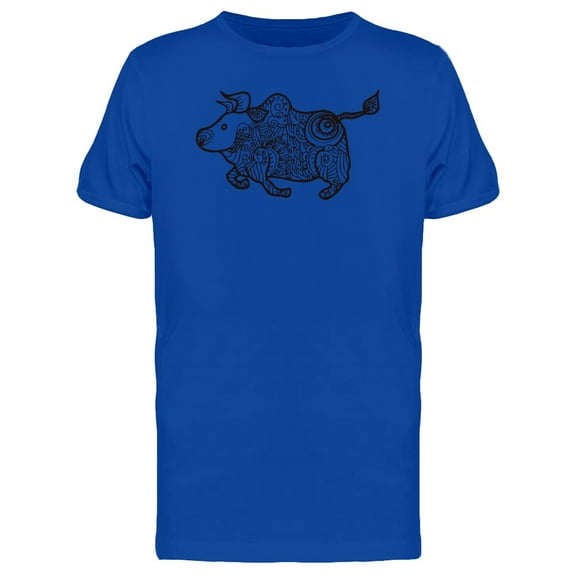Cow With Ethnic Tattoos T-Shirt Men -Image by Shutterstock, Male 4X-Large