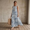 thumbnail image 3 of Xixirimido Toile de Jouy Blue Print Women Maxi Dresses Casual Summer Dresses Tank Long Flowy Sleeveless Sundresses with Pockets Beach Vacation Outfits, Parrot Butterfly Leopard, XX-Large, 3 of 7
