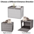 thumbnail image 5 of Hidden Cat Litter Box Enclosure Furniture, Handwoven Rattan Cats Litter Box Cabinet with Mat, Large Indoor Cat House with Fence, Cats Washroom Furniture for Living Room Apartment, 5 of 8