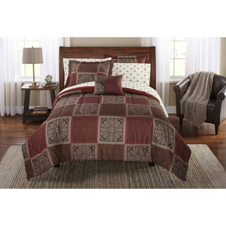 Mainstays Tiles Bed in a Bag Bedding Comforter Set, Full