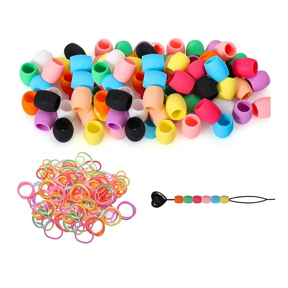 VANIDO Silicone Hair Beads for Women Girls Braids, Soft Colorful Pony Beads Bulk for Kids Girls Women Hair Accessories for Braids (Multicolor Big 50 pcs)