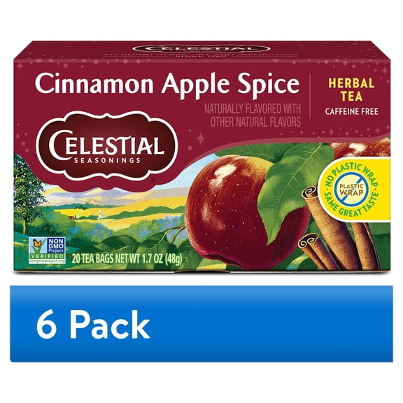 (6 pack) Celestial Seasonings Cinnamon Apple Spice Caffeine-Free Herbal Tea Bags (20 Count)