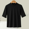 thumbnail image 4 of Odbmxy Elbow-Length T Shirts for Women Trendy Summer Women's Plus Size Tops Basic Holiday Leisure Relaxed Fit Plain Tops,Black 3XL, 4 of 9