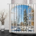 Winter Snow Scene Shower Curtain Christmas Snowflake World Forest Tree