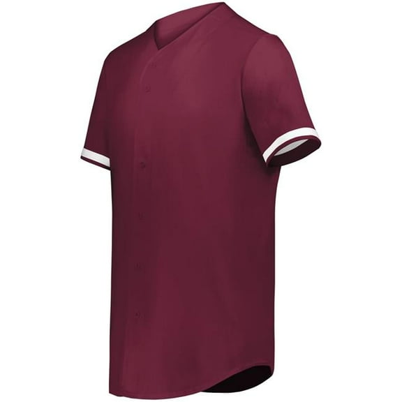 Augusta Sportswear 6909.380.S Cutter Plus Full Button Baseball Jersey, Maroon & White - Small