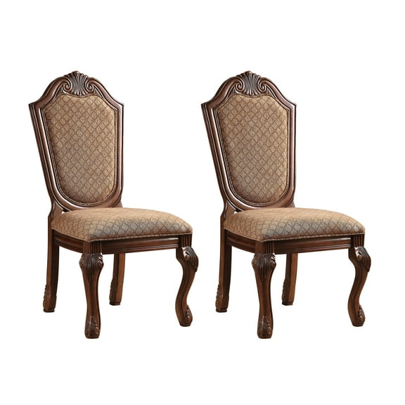 Dining Chairs Beige and Cherry Solid Back Side Chairs (Set of 2),Wooden Dining Chairs