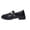 Black, variant on Women Single Buckle Strap Round Toe Platform Mary Jane Flats, Matte Woven Fabric, Moderate Cushioned Footbed, Deep Lug Anti Slip Outsole, Sweet Preppy Silhouette for Campus Daily Com,Black 6.5