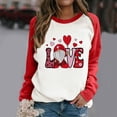 thumbnail image 2 of RKSTN Chandail de la Saint-Valentin pour Femmes, Chandail à la Mode avec Lettres et Cœurs Imprimés, Manches Longues, Col Rond, Hauts à Empiècements, 2 of 4
