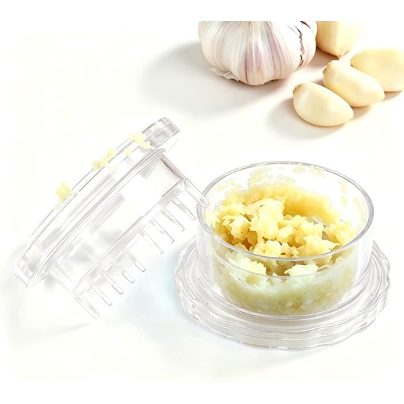 2-in-1 Garlic Mincer with Lid, Hand-Powered Garlic Grinder and Chopper, BPA-Free Kitchen Tool