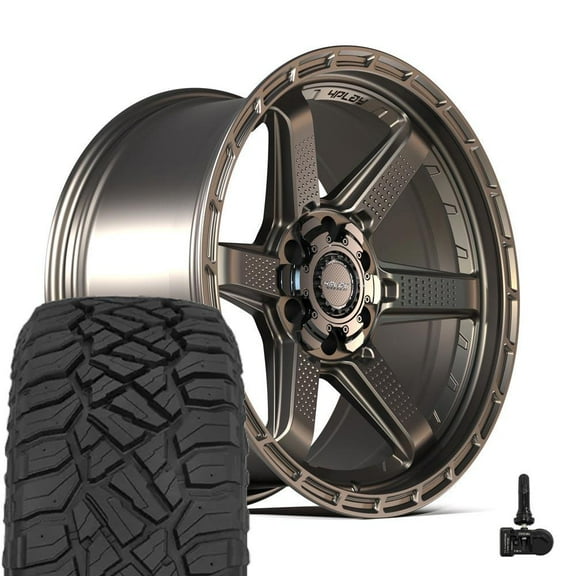 4PLAY Wheels 4PS63 20 Inch Rims and Tires Fit 6x135 & 6x139.7 20x9 Satin Bronze - TerraMax RT 275/55-20 (Set of 4)