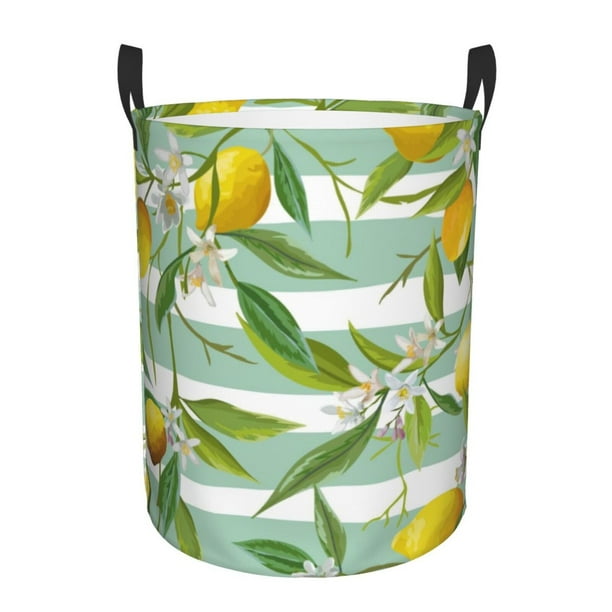 Fotbe Lemon Cesto de Ropa con Asas, Cesto Impermeable de Gran Capacidad, Bolsa de Lavado para Dormitorio, Cesto de Ropa con Ruedas y Asas-Small