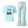thumbnail image 5 of XIYON Girl Clothes Girls 2 Piece Outfit Short Sleeve Top And Wide Leg Pants With Bow Cherry Printed Casual Summer 11-12 Years, 5 of 5