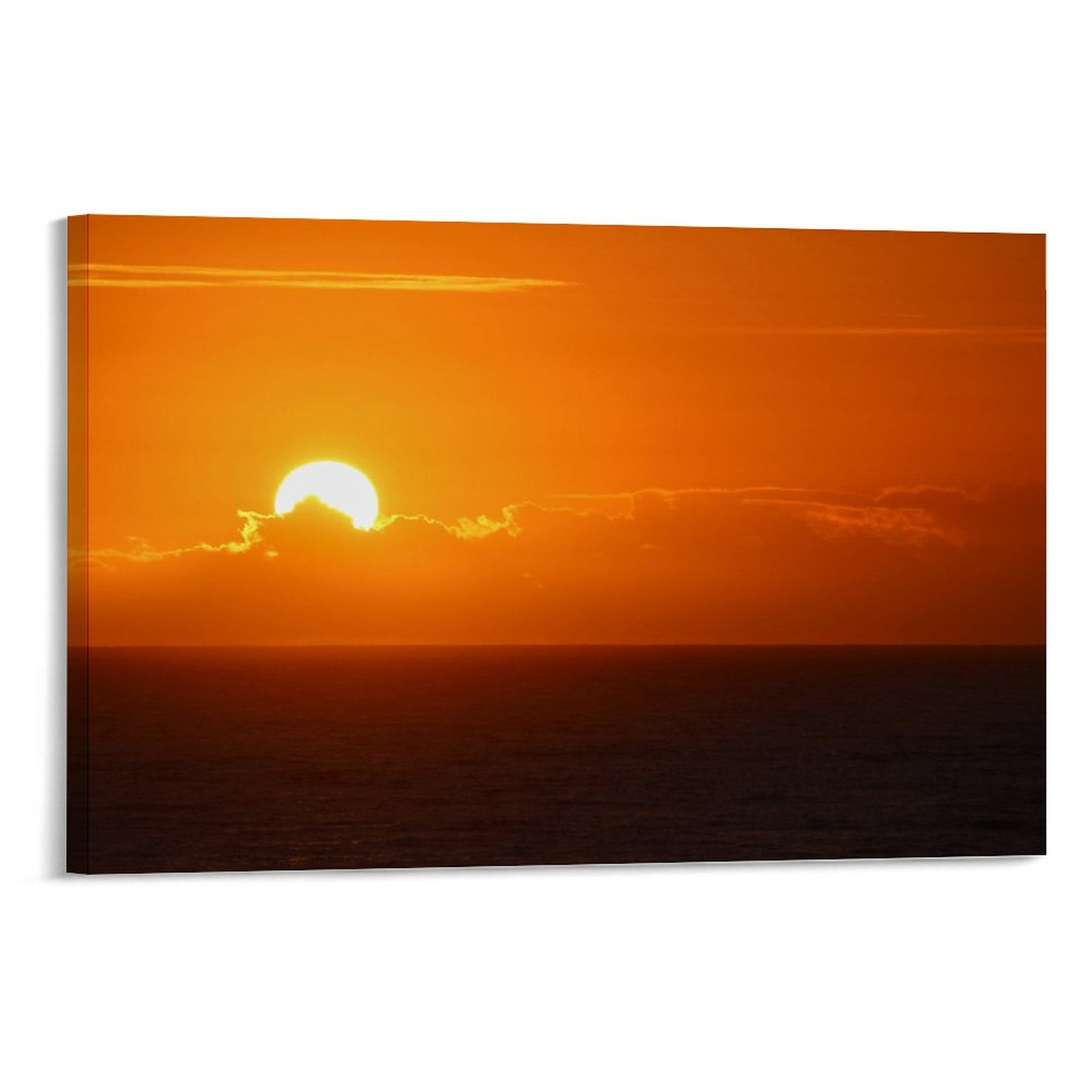 Magnificent Sunset Framed Canvas Wall Art, Horizontal Version Modern