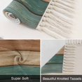 thumbnail image 6 of Farmhouse Teal Brown Bathroom Rug 2'x3', Vintage Retro Wooden Low Profile Front Entryway Rug with Tassels, Woven Cotton Washable Kitchen Mat Carpet for Foyer Bedroom Back Door Decor, 6 of 9