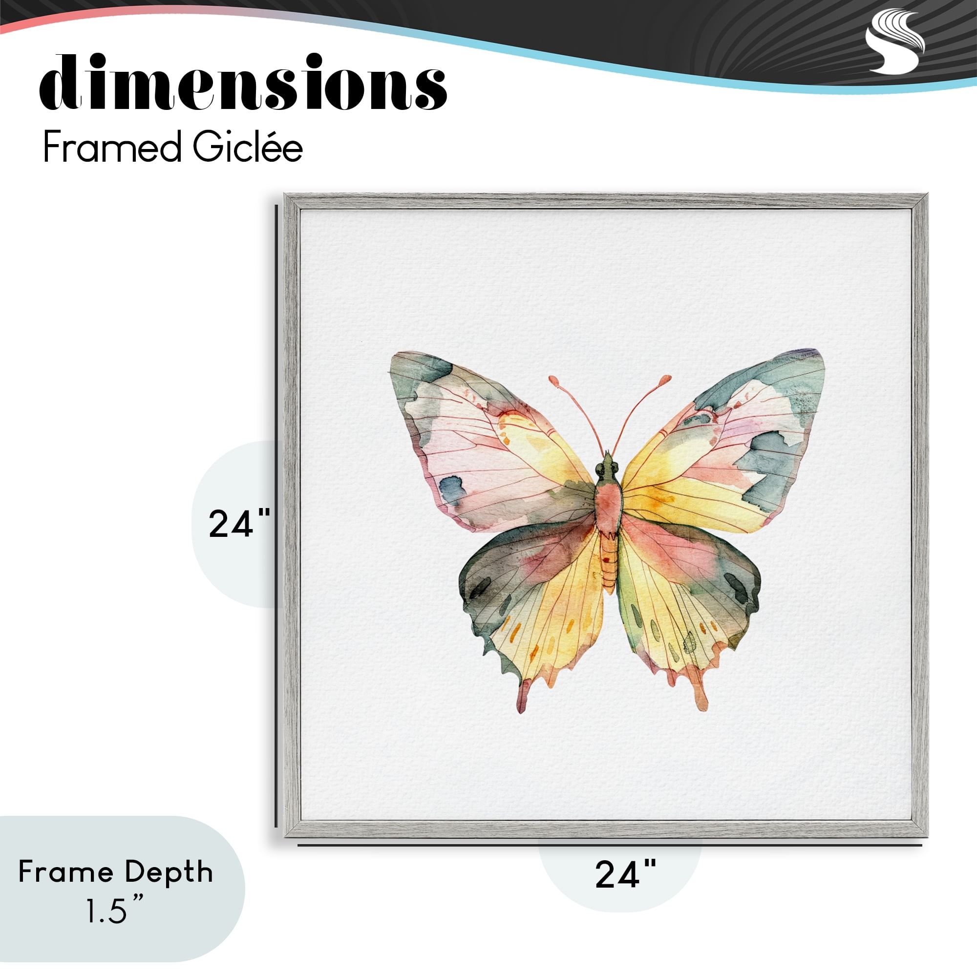 Stupell Industries Watercolor Butterfly Subtlety Gray Framed Giclee Art, design by Kim Allen